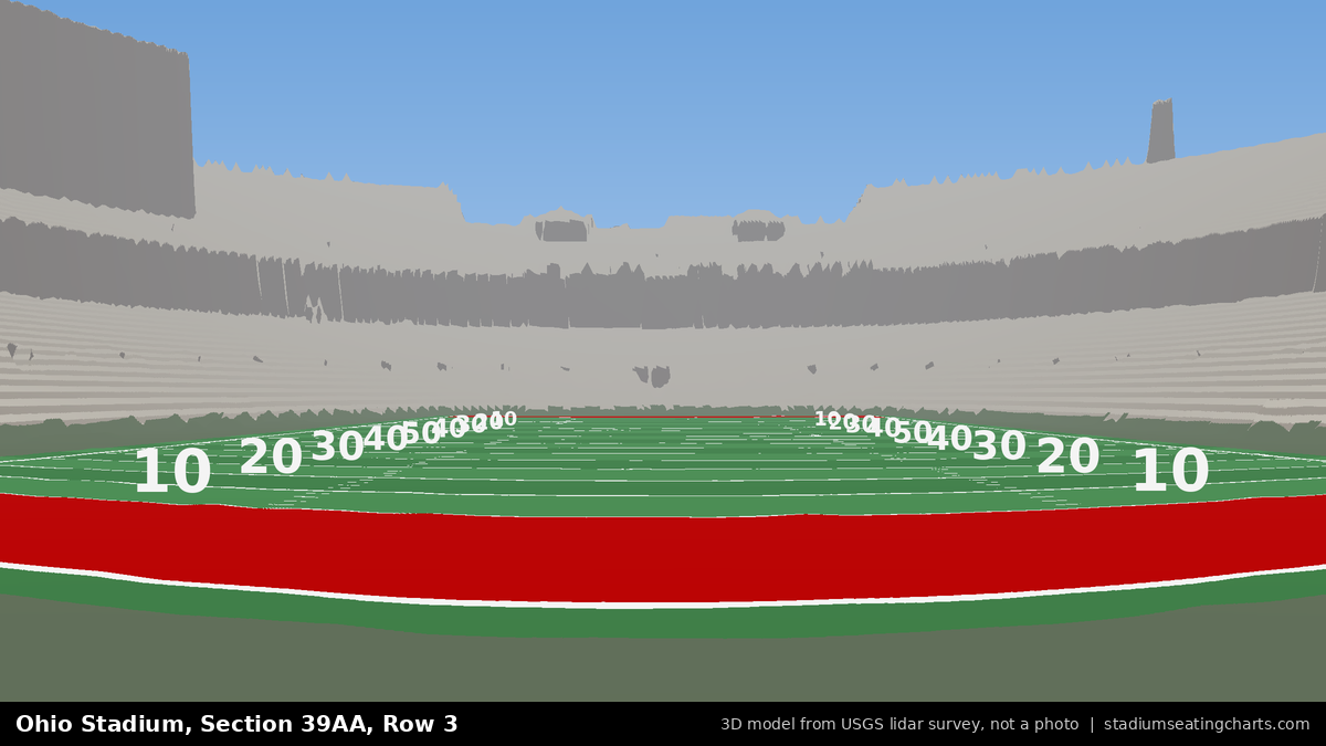 View from Ohio Stadium Section 39AA, Row 3, looking toward the field