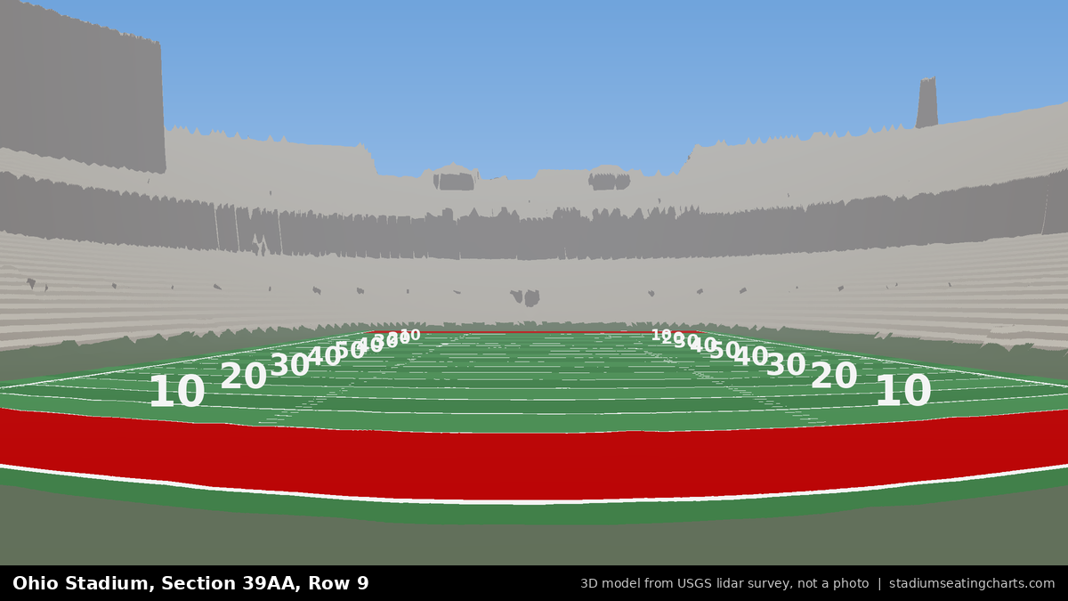 View from Ohio Stadium Section 39AA, Row 9, looking toward the field