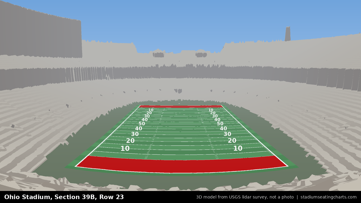 View from Ohio Stadium Section 39B, Row 23, looking toward the field