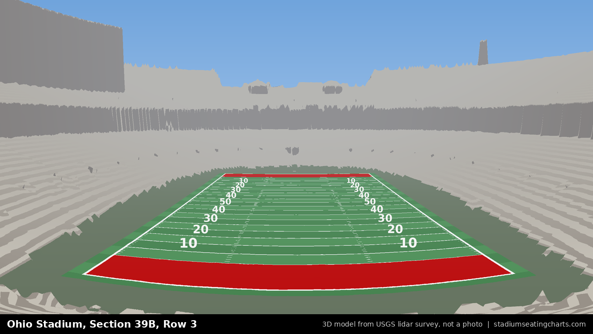 View from Ohio Stadium Section 39B, Row 3, looking toward the field