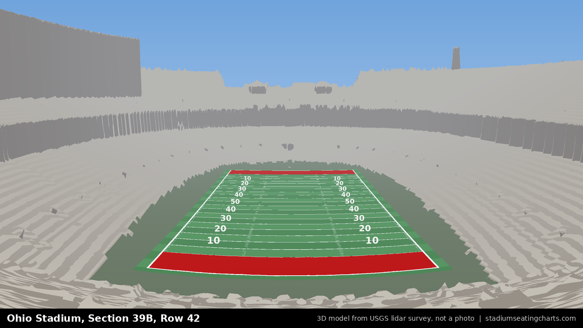 View from Ohio Stadium Section 39B, Row 42, looking toward the field