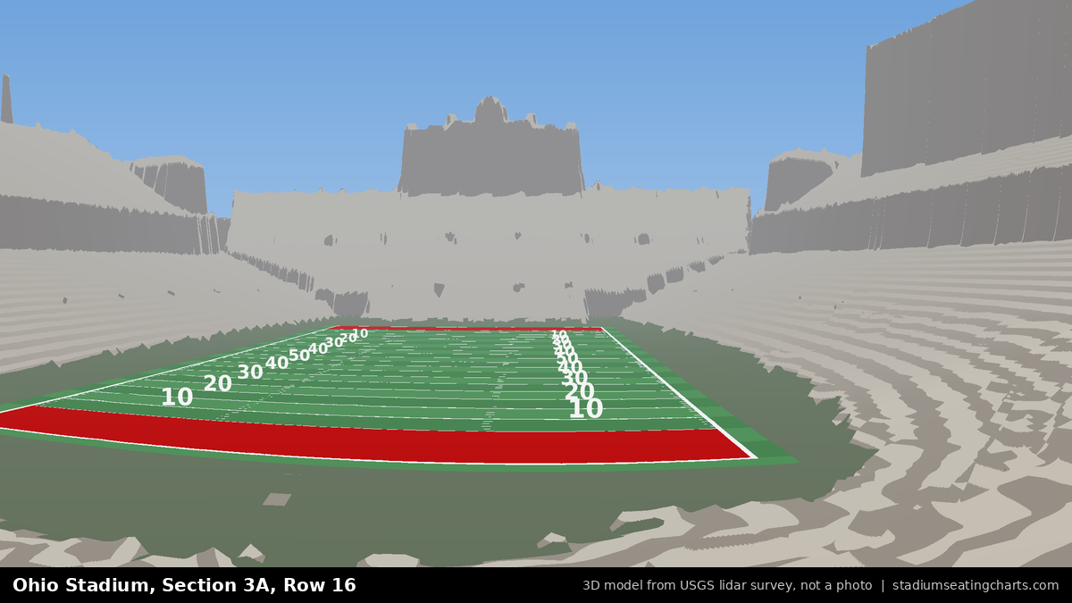 View from Ohio Stadium Section 3A, Row 16, looking toward the field