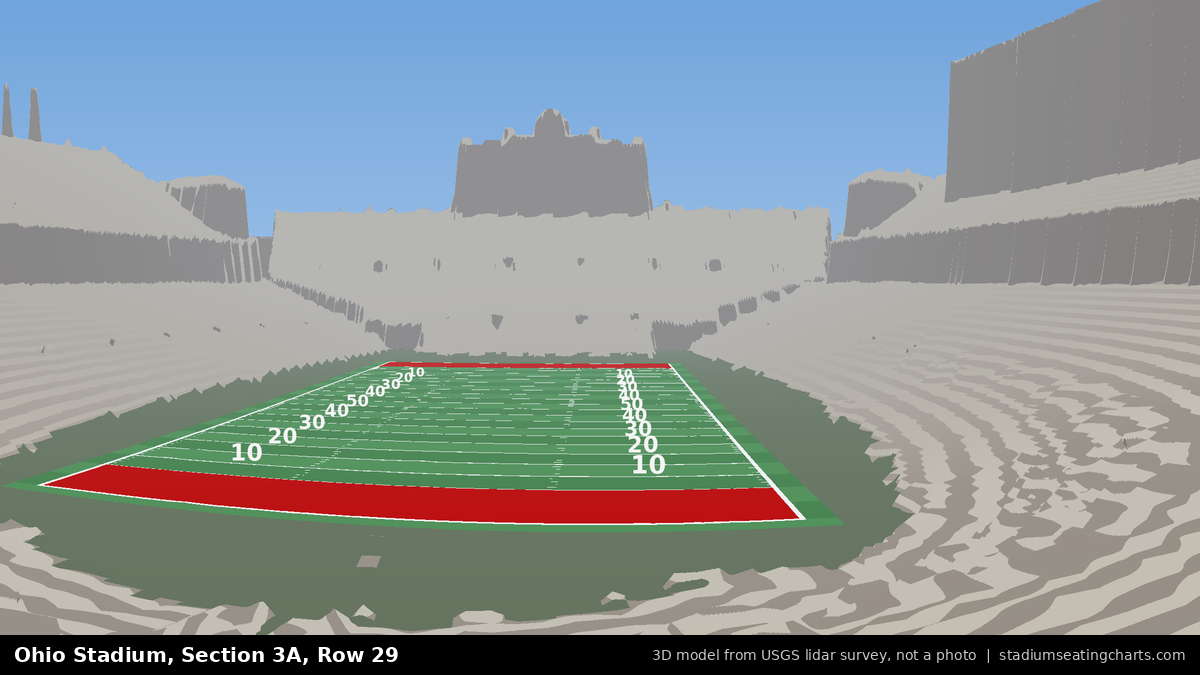 View from Ohio Stadium Section 3A, Row 29, looking toward the field