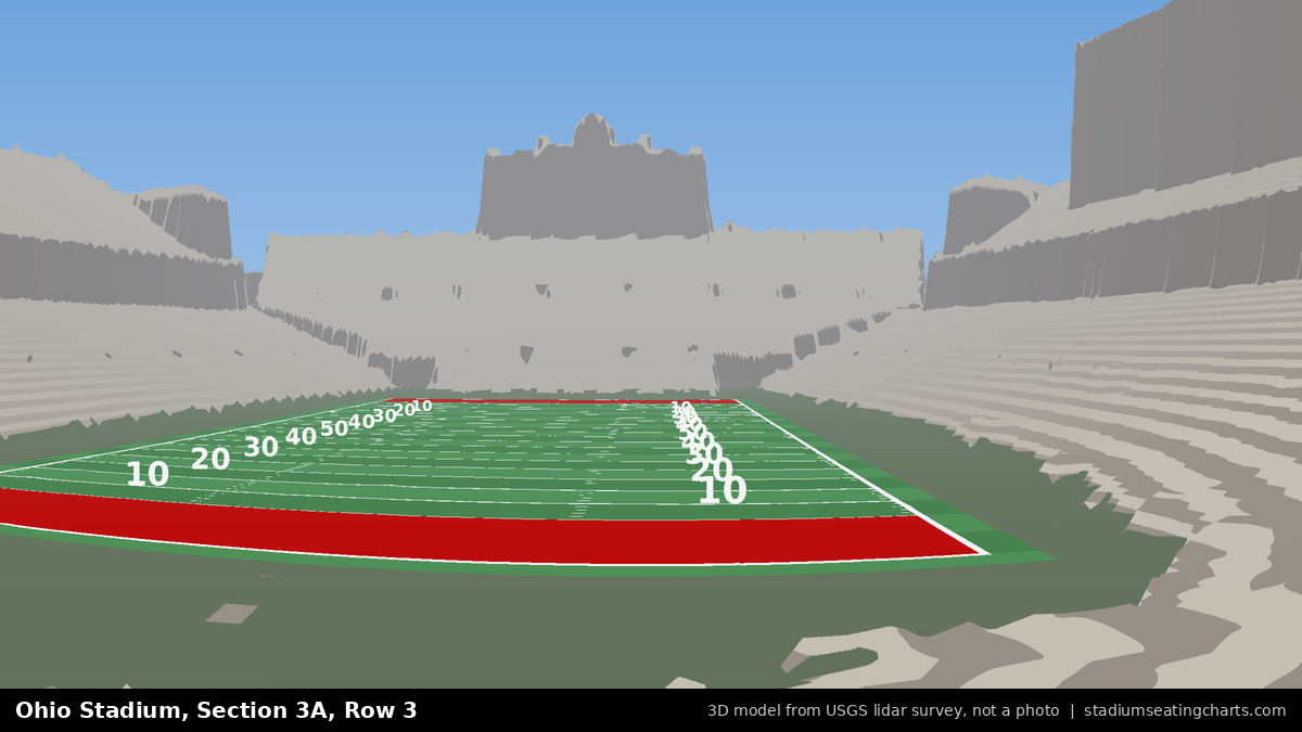 View from Ohio Stadium Section 3A, Row 3, looking toward the field