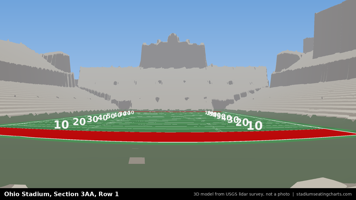 View from Ohio Stadium Section 3AA, Row 1, looking toward the field