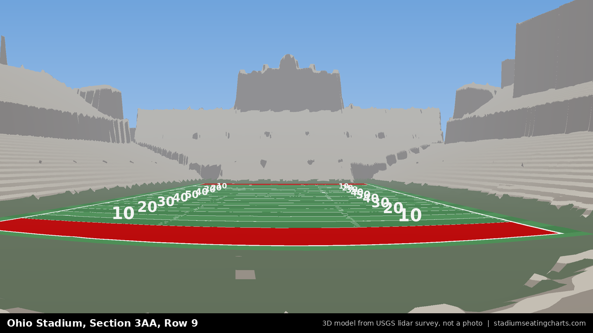 View from Ohio Stadium Section 3AA, Row 9, looking toward the field