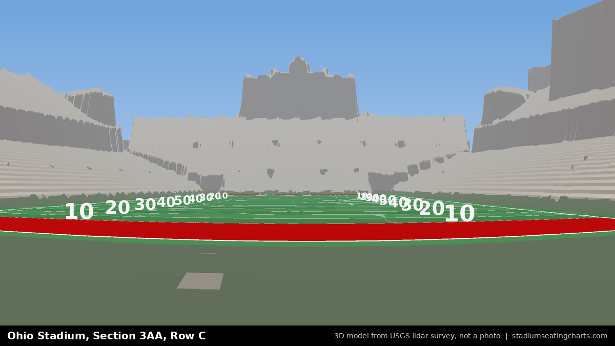 View from Ohio Stadium Section 3AA, Row C, looking toward the field