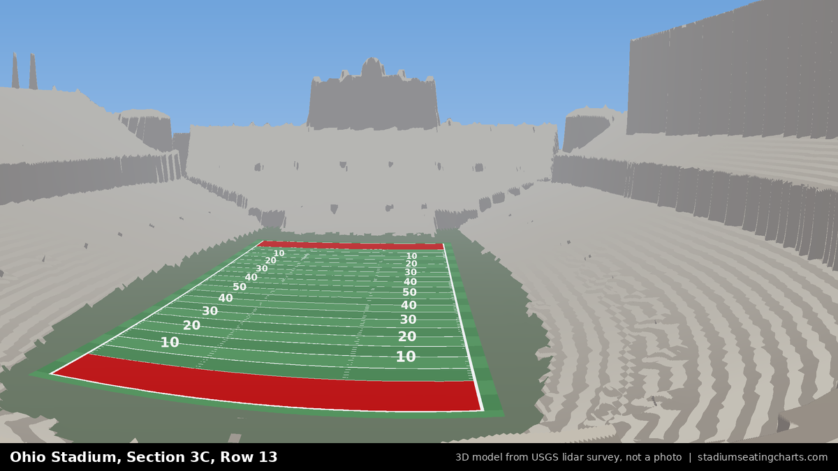 View from Ohio Stadium Section 3C, Row 13, looking toward the field