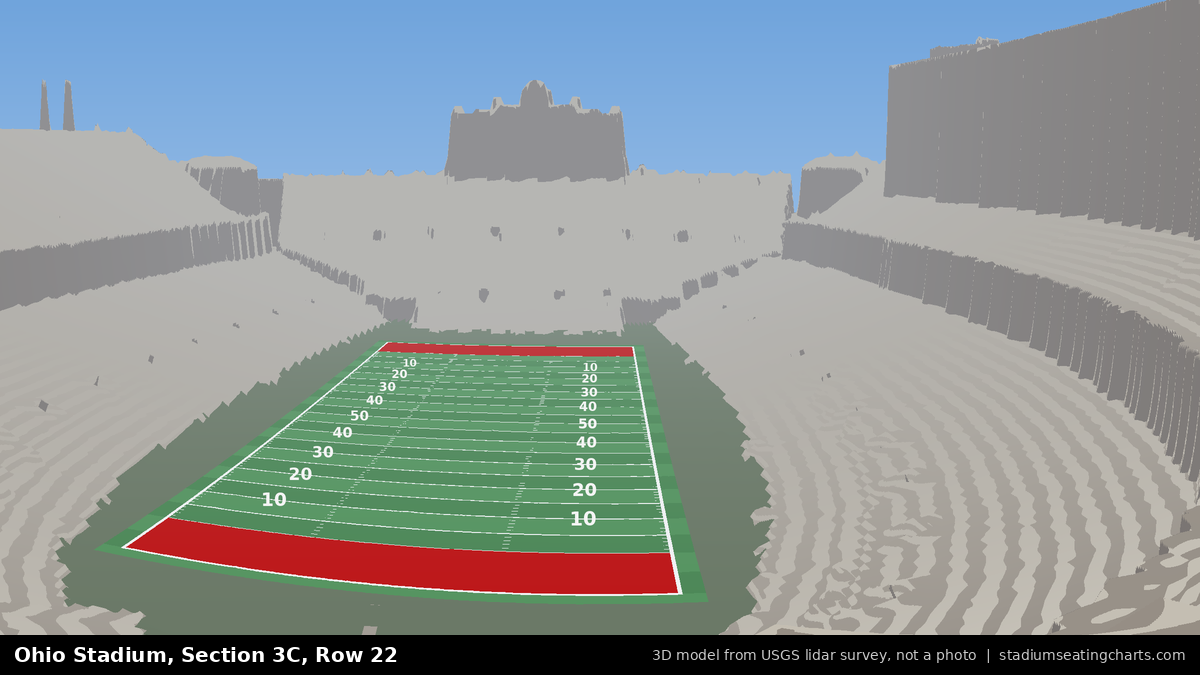 View from Ohio Stadium Section 3C, Row 22, looking toward the field