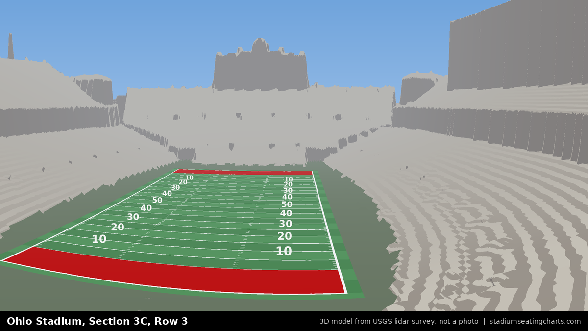 View from Ohio Stadium Section 3C, Row 3, looking toward the field