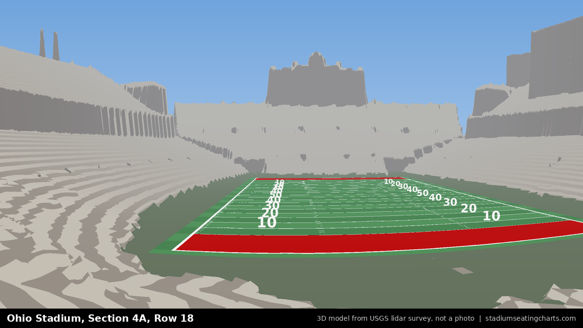 View from Ohio Stadium Section 4A, Row 18, looking toward the field