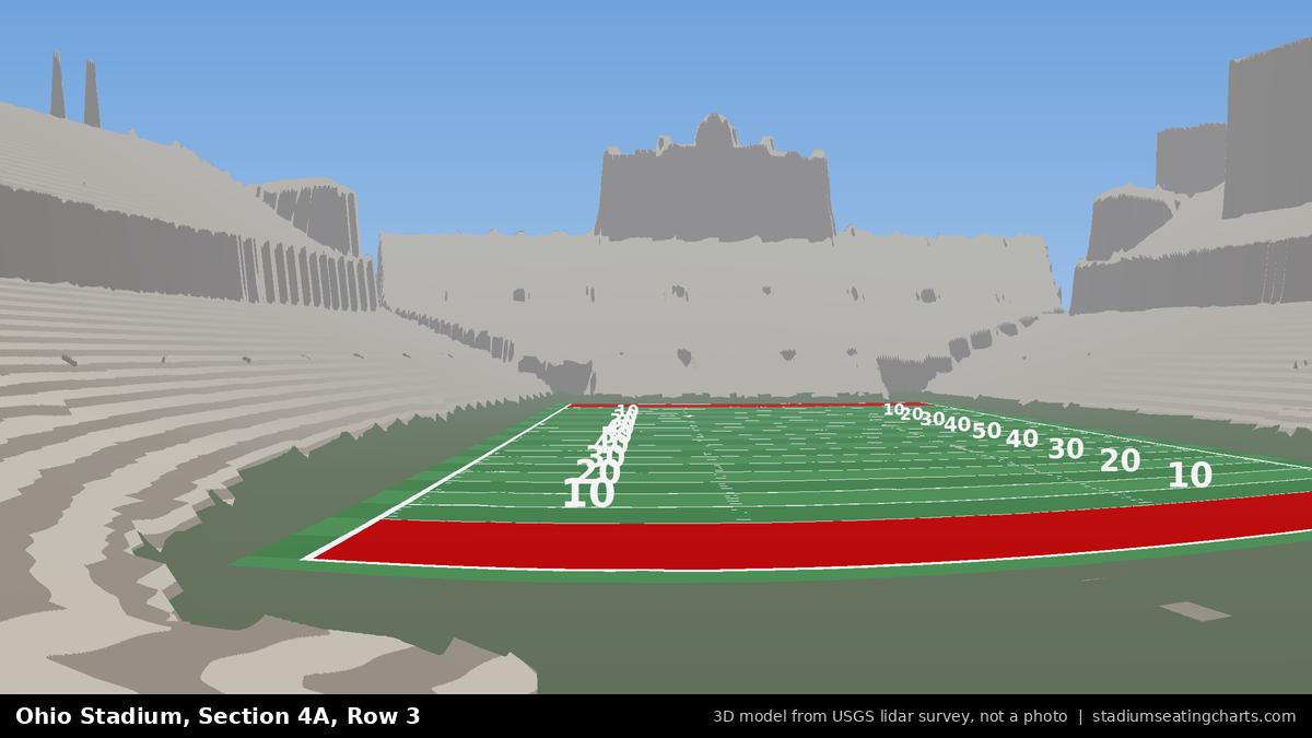 View from Ohio Stadium Section 4A, Row 3, looking toward the field