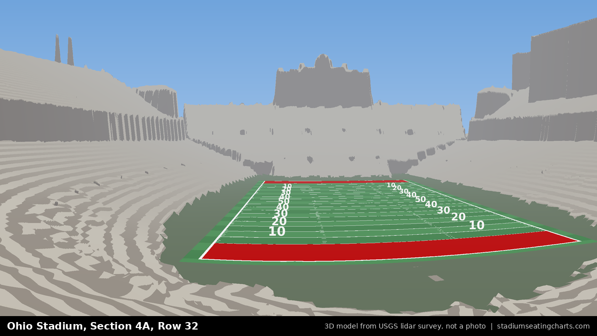 View from Ohio Stadium Section 4A, Row 32, looking toward the field