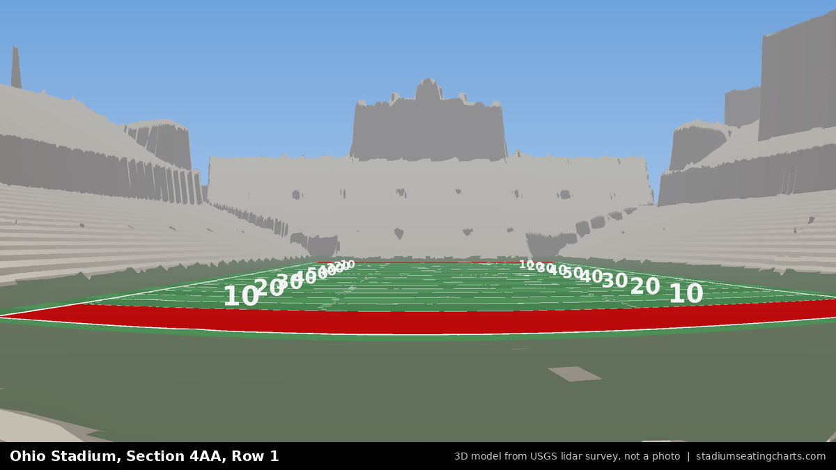 View from Ohio Stadium Section 4AA, Row 1, looking toward the field