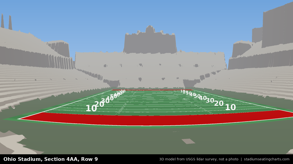 View from Ohio Stadium Section 4AA, Row 9, looking toward the field