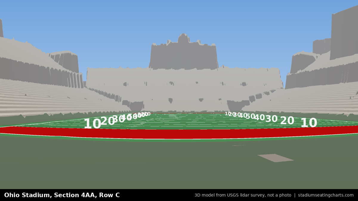 View from Ohio Stadium Section 4AA, Row C, looking toward the field