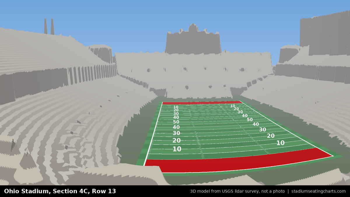 View from Ohio Stadium Section 4C, Row 13, looking toward the field