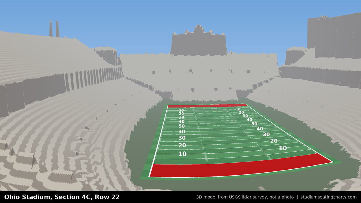 View from Ohio Stadium Section 4C, Row 22, looking toward the field