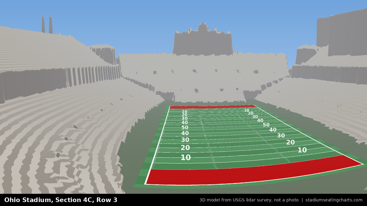 View from Ohio Stadium Section 4C, Row 3, looking toward the field
