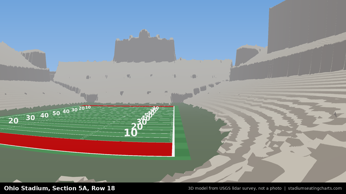 View from Ohio Stadium Section 5A, Row 18, looking toward the field