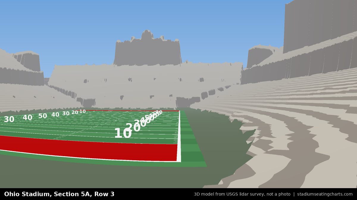View from Ohio Stadium Section 5A, Row 3, looking toward the field