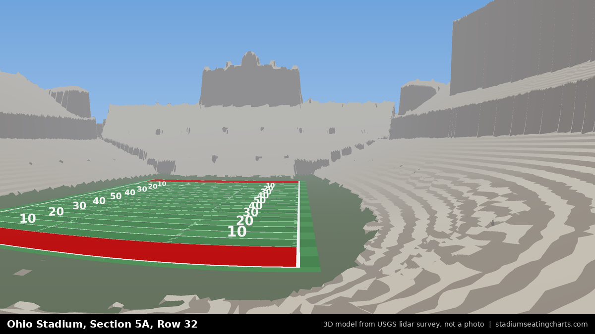 View from Ohio Stadium Section 5A, Row 32, looking toward the field