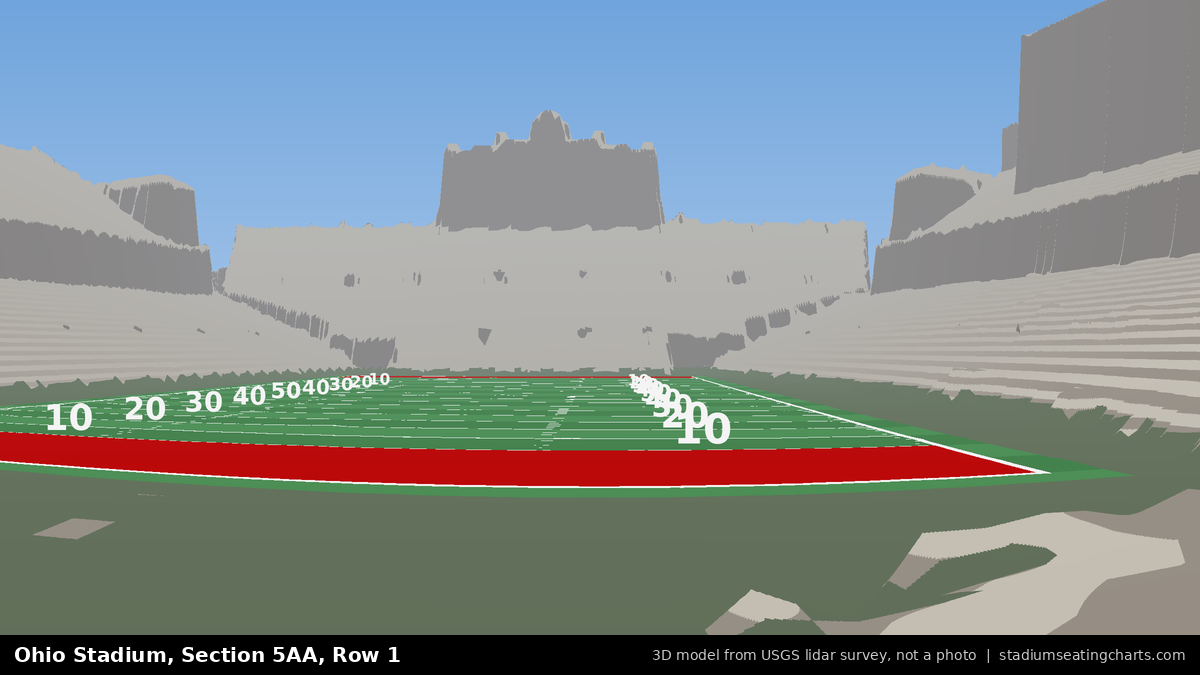 View from Ohio Stadium Section 5AA, Row 1, looking toward the field