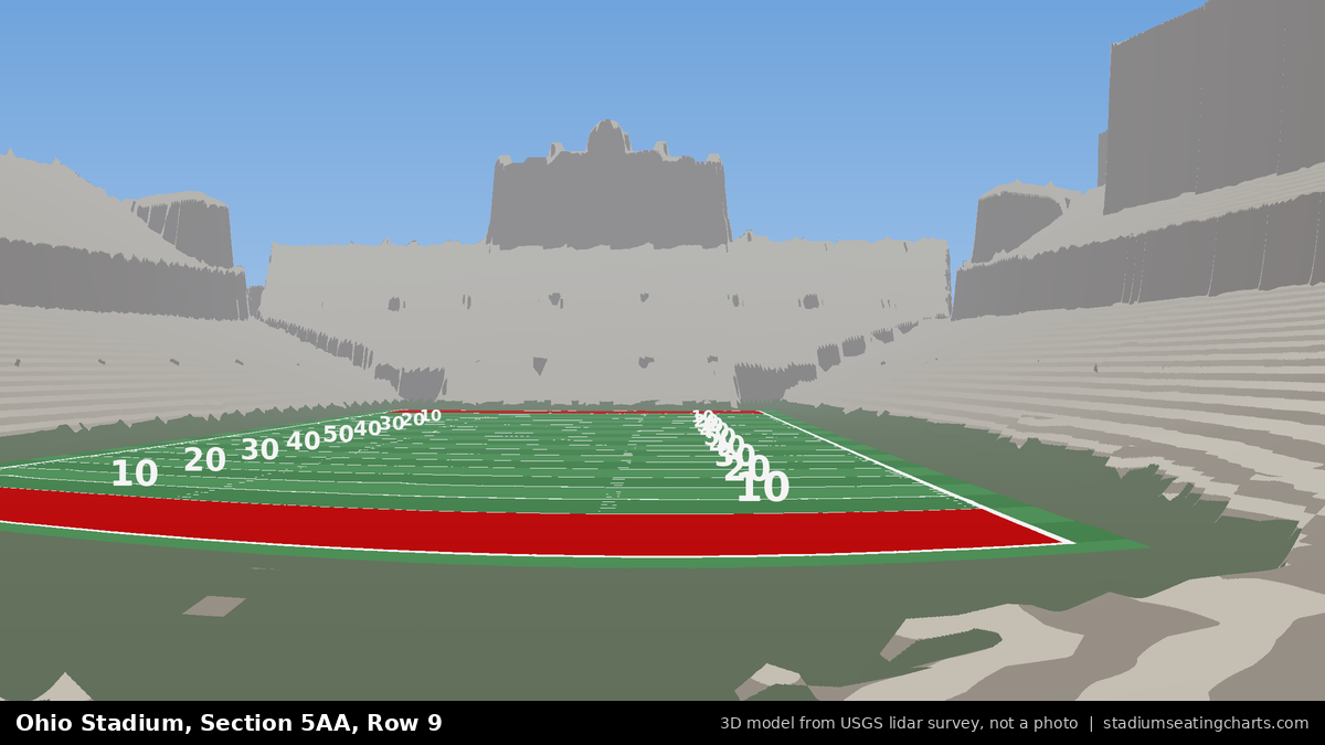 View from Ohio Stadium Section 5AA, Row 9, looking toward the field