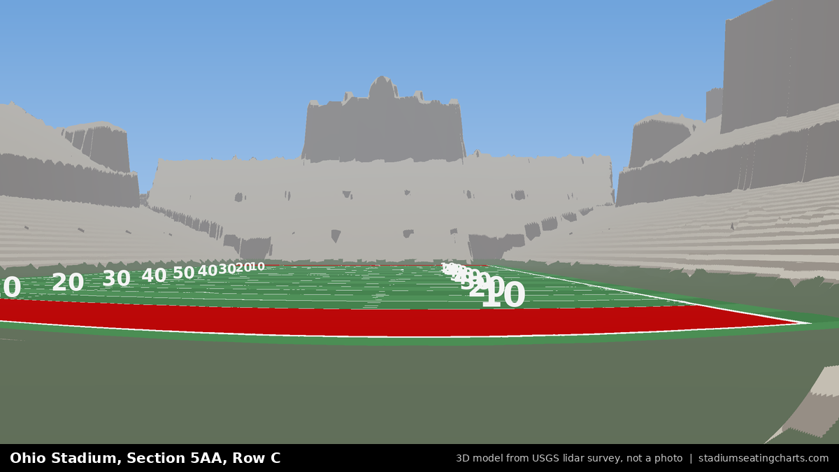 View from Ohio Stadium Section 5AA, Row C, looking toward the field