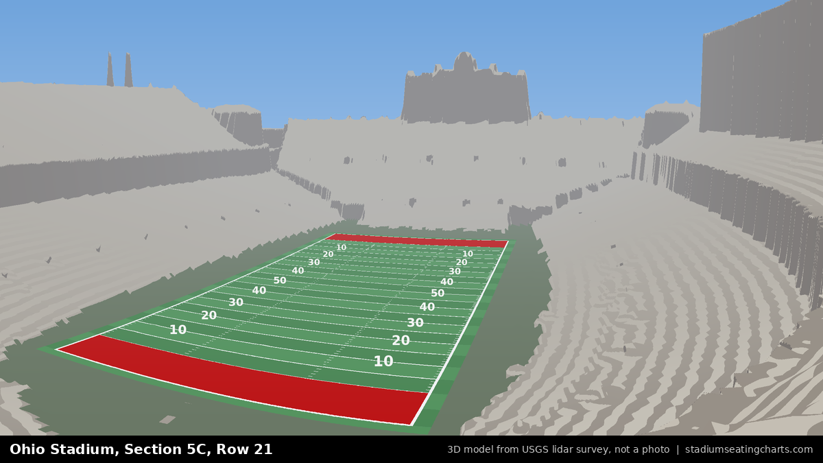 View from Ohio Stadium Section 5C, Row 21, looking toward the field