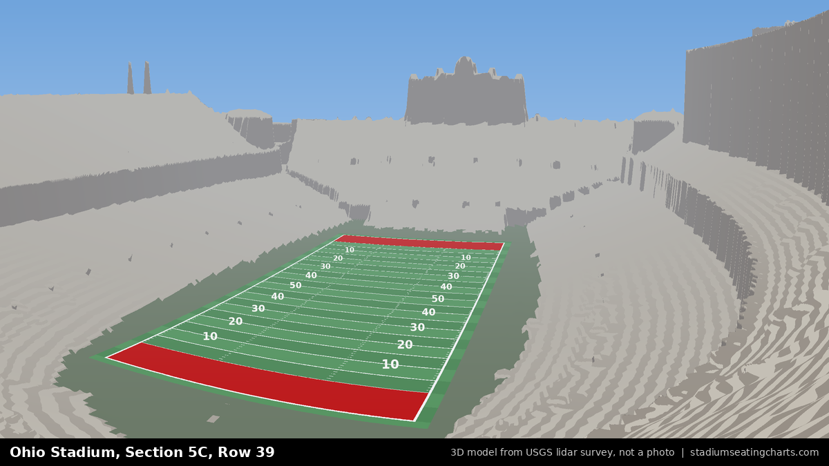 View from Ohio Stadium Section 5C, Row 39, looking toward the field