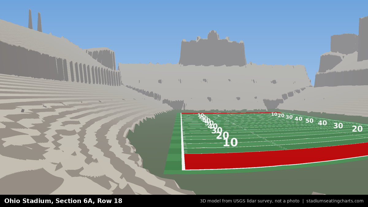 View from Ohio Stadium Section 6A, Row 18, looking toward the field