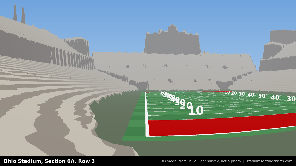 View from Ohio Stadium Section 6A, Row 3, looking toward the field