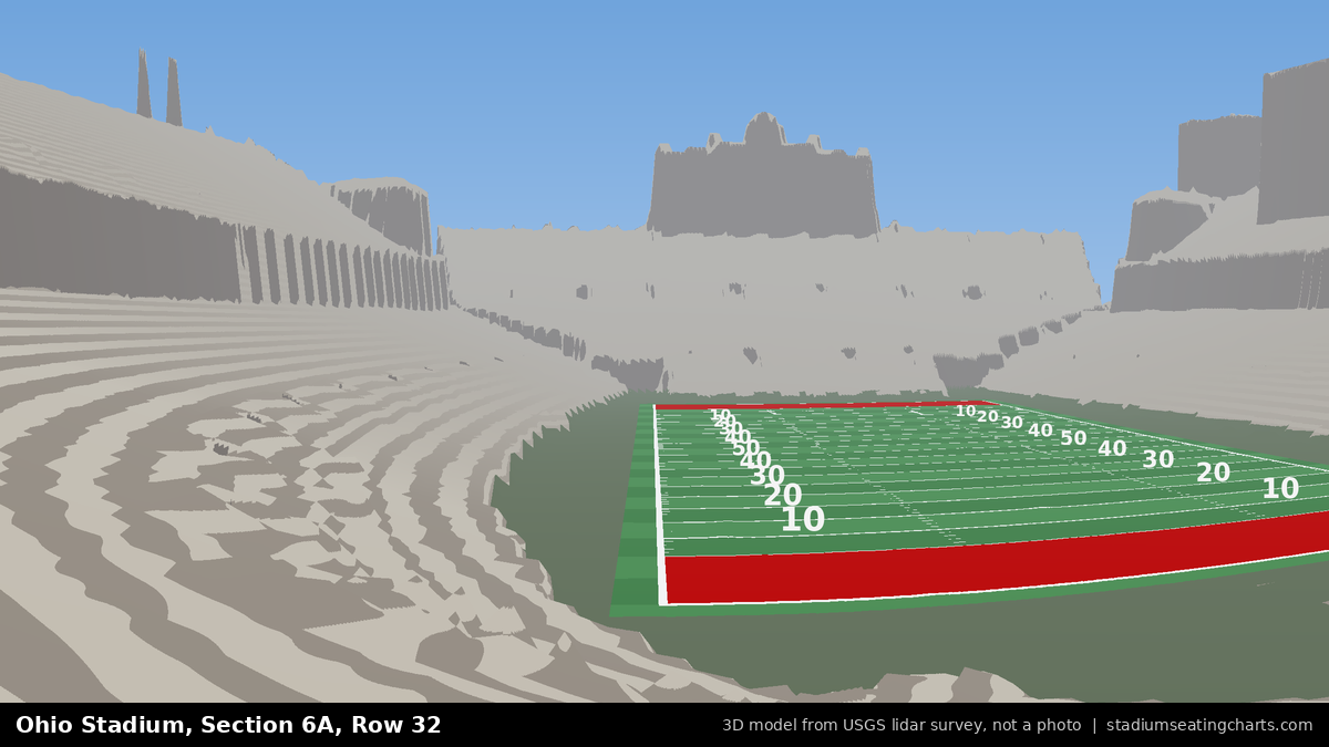 View from Ohio Stadium Section 6A, Row 32, looking toward the field