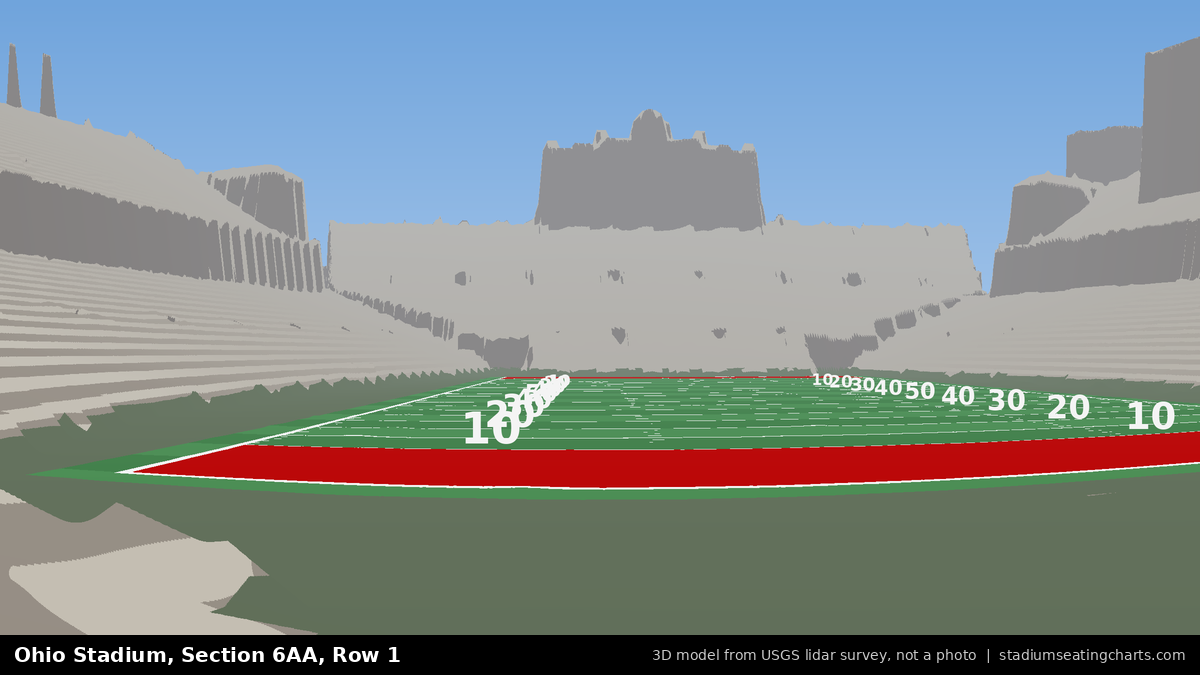 View from Ohio Stadium Section 6AA, Row 1, looking toward the field