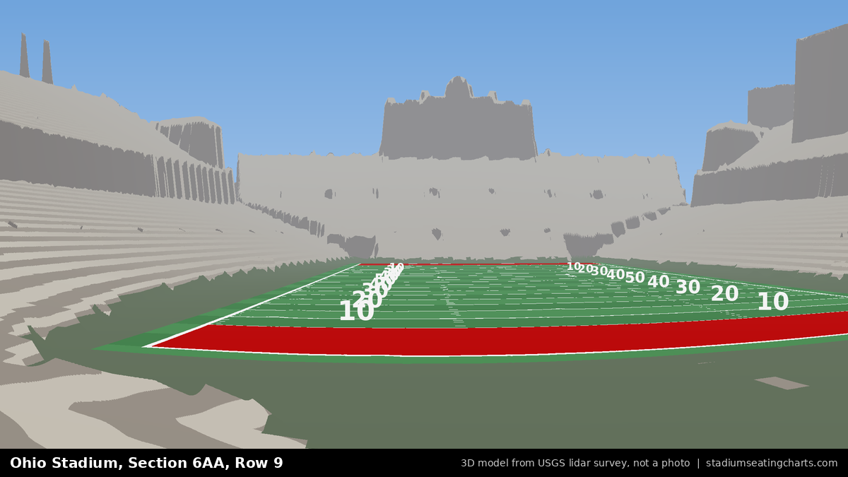 View from Ohio Stadium Section 6AA, Row 9, looking toward the field