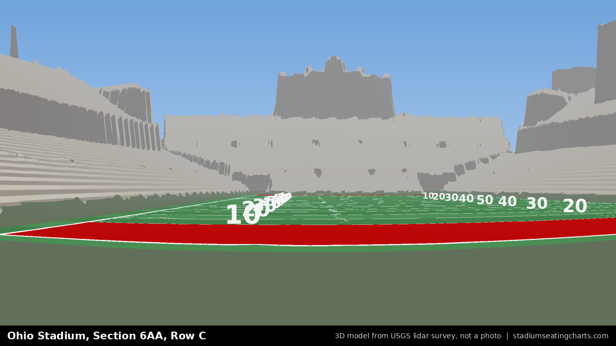 View from Ohio Stadium Section 6AA, Row C, looking toward the field