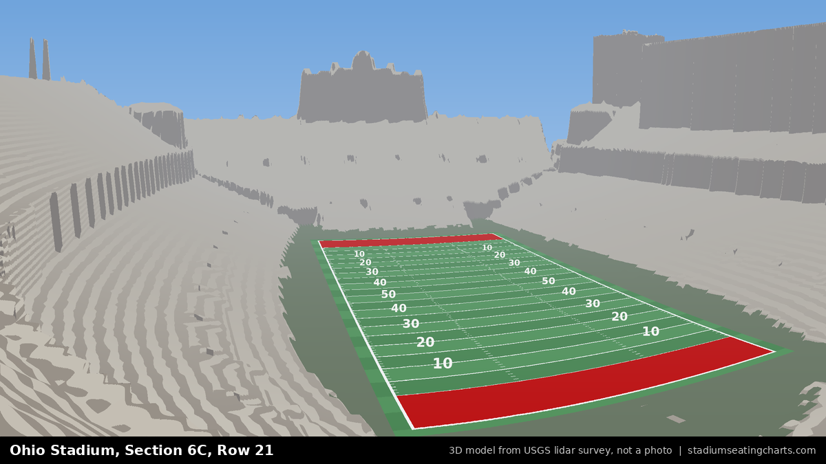 View from Ohio Stadium Section 6C, Row 21, looking toward the field