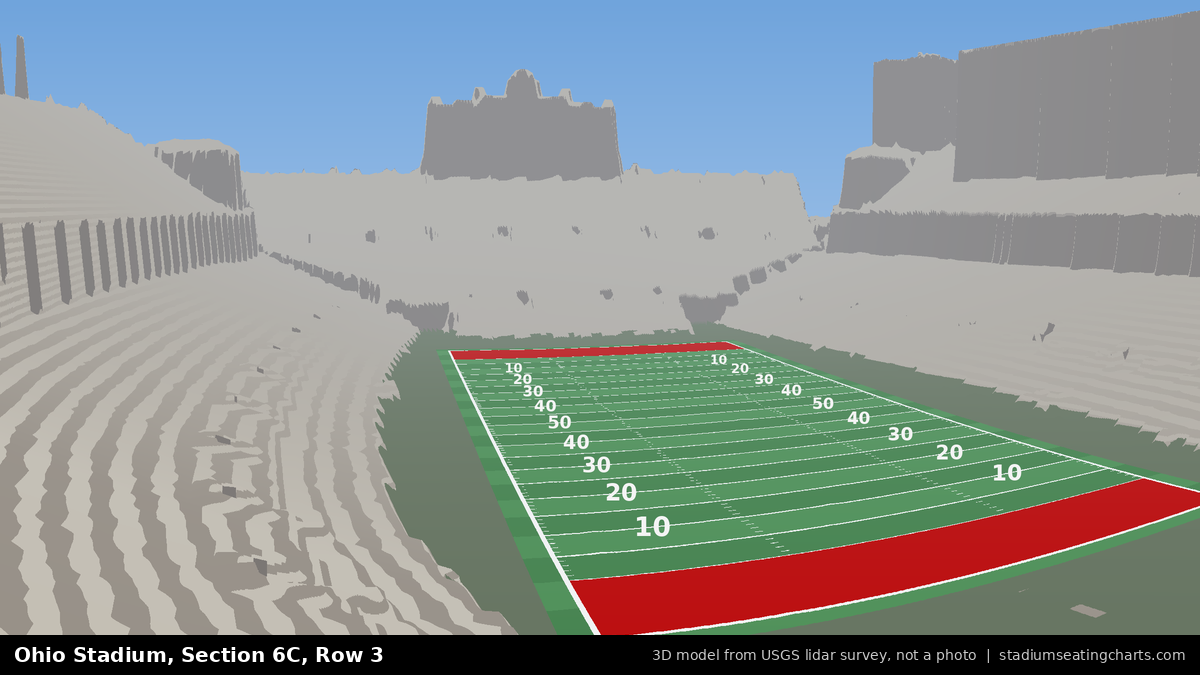 View from Ohio Stadium Section 6C, Row 3, looking toward the field
