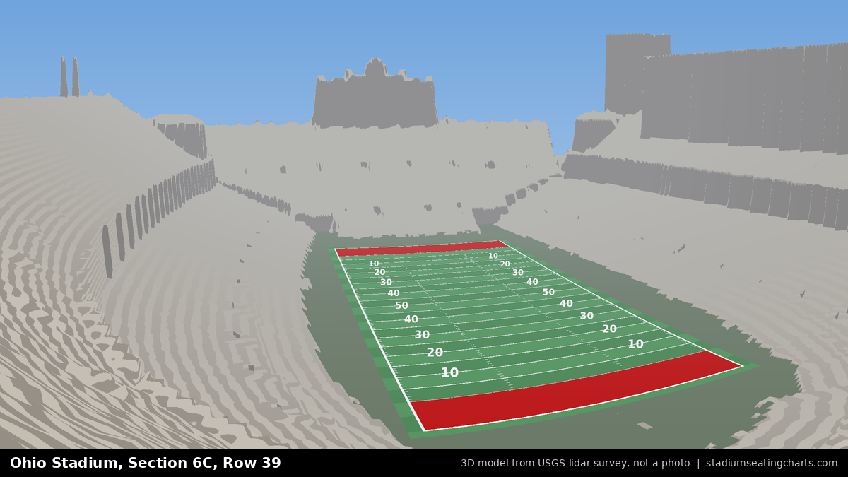 View from Ohio Stadium Section 6C, Row 39, looking toward the field
