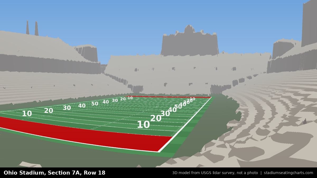 View from Ohio Stadium Section 7A, Row 18, looking toward the field