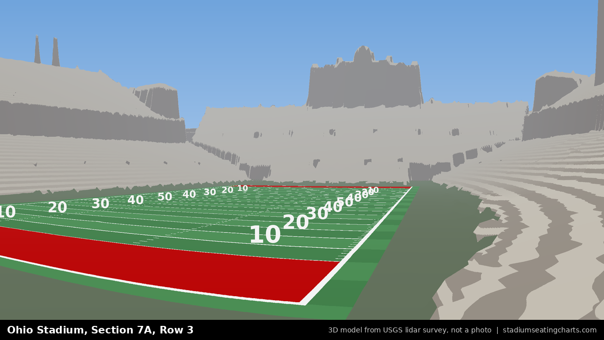 View from Ohio Stadium Section 7A, Row 3, looking toward the field