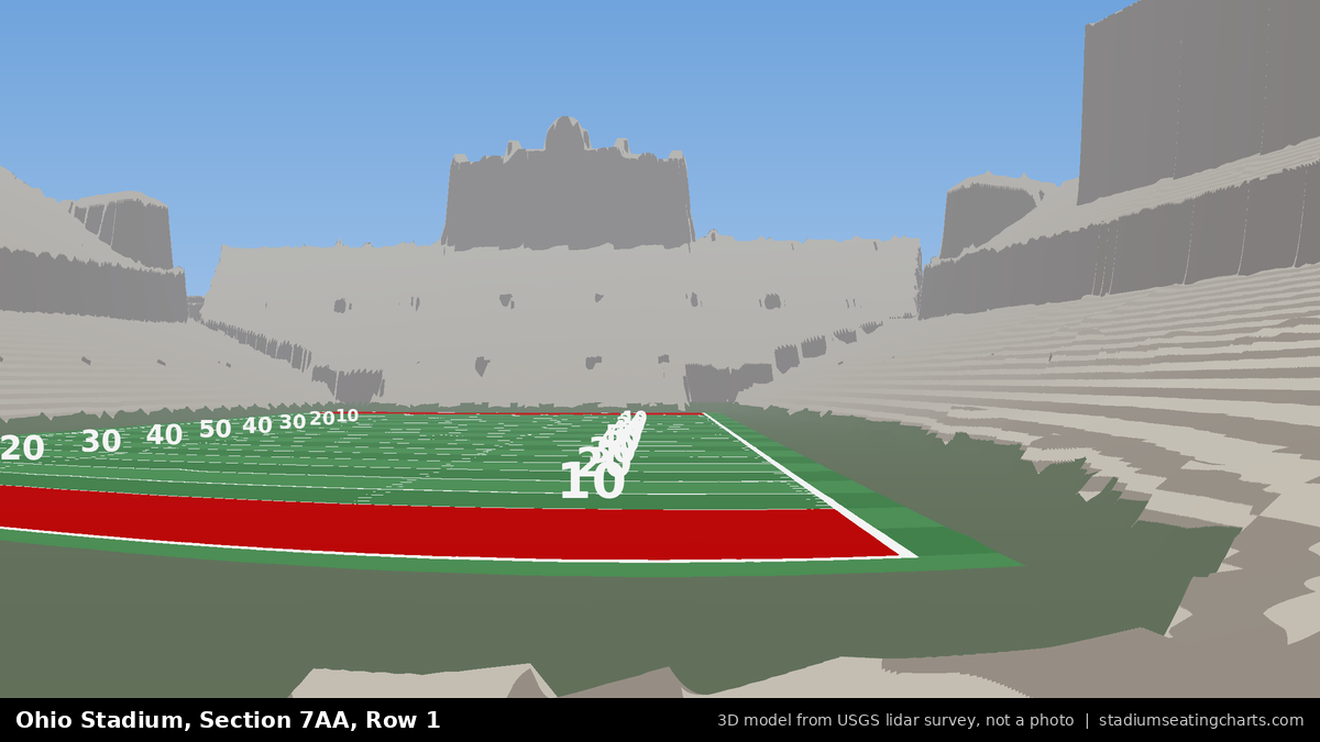 View from Ohio Stadium Section 7AA, Row 1, looking toward the field