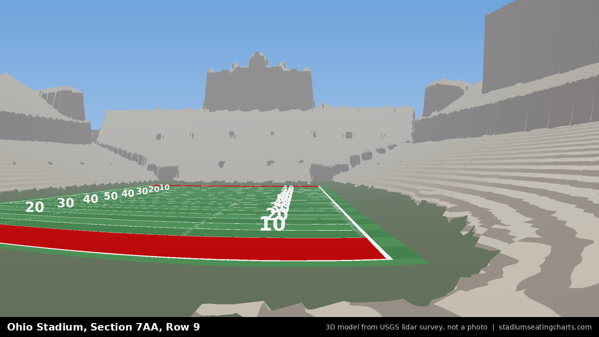 View from Ohio Stadium Section 7AA, Row 9, looking toward the field
