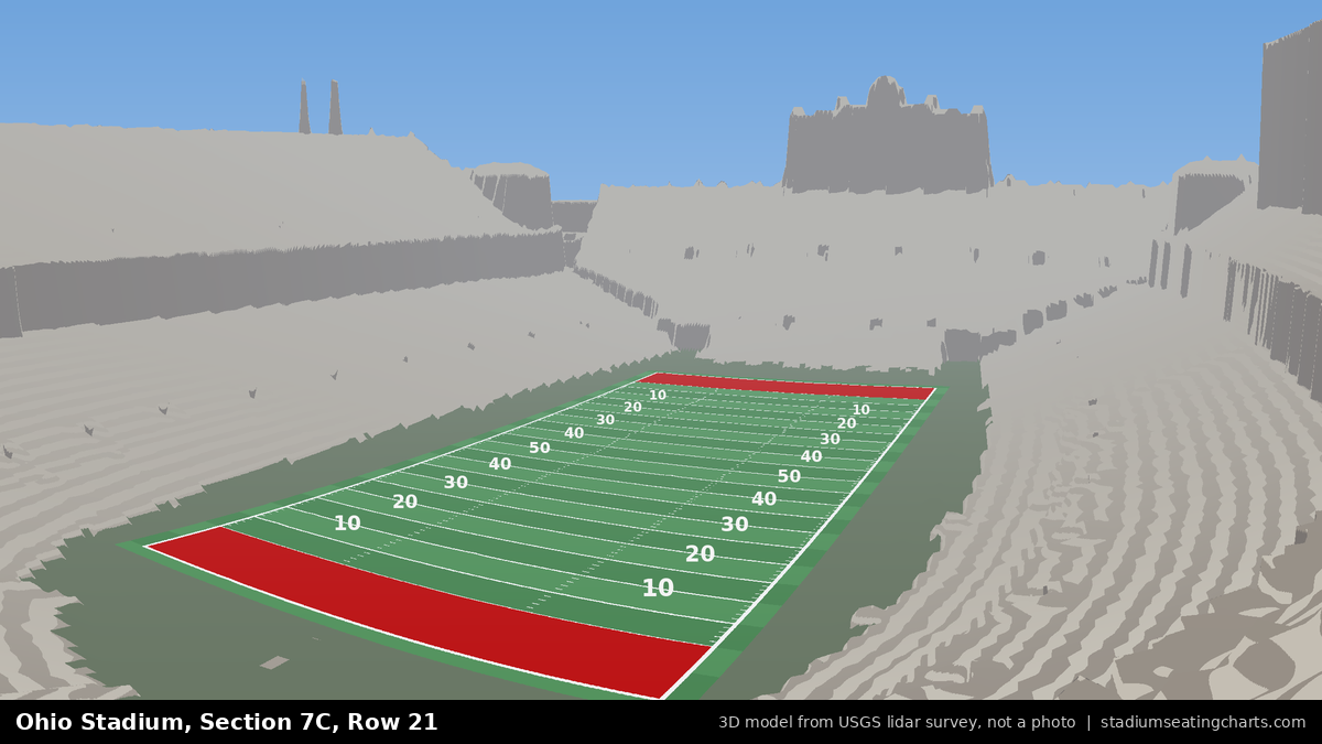 View from Ohio Stadium Section 7C, Row 21, looking toward the field