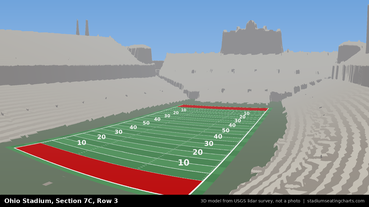 View from Ohio Stadium Section 7C, Row 3, looking toward the field
