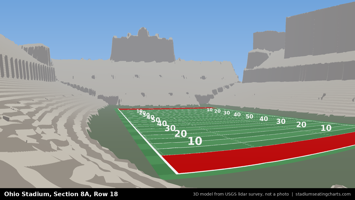 View from Ohio Stadium Section 8A, Row 18, looking toward the field