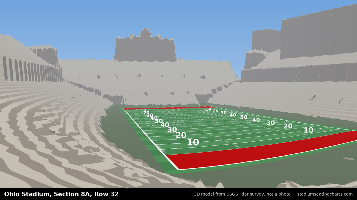 View from Ohio Stadium Section 8A, Row 32, looking toward the field