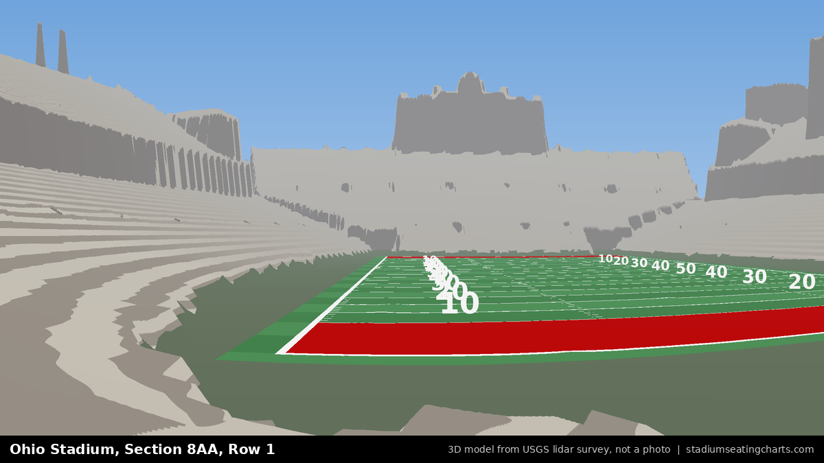 View from Ohio Stadium Section 8AA, Row 1, looking toward the field