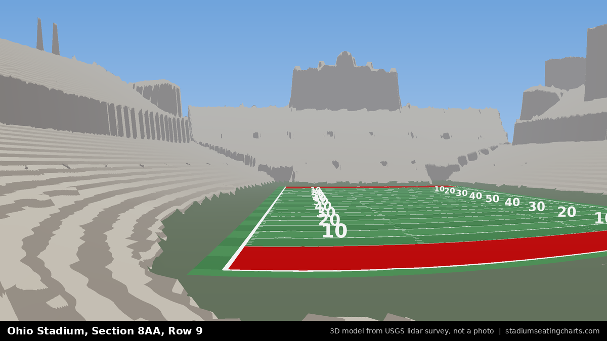 View from Ohio Stadium Section 8AA, Row 9, looking toward the field